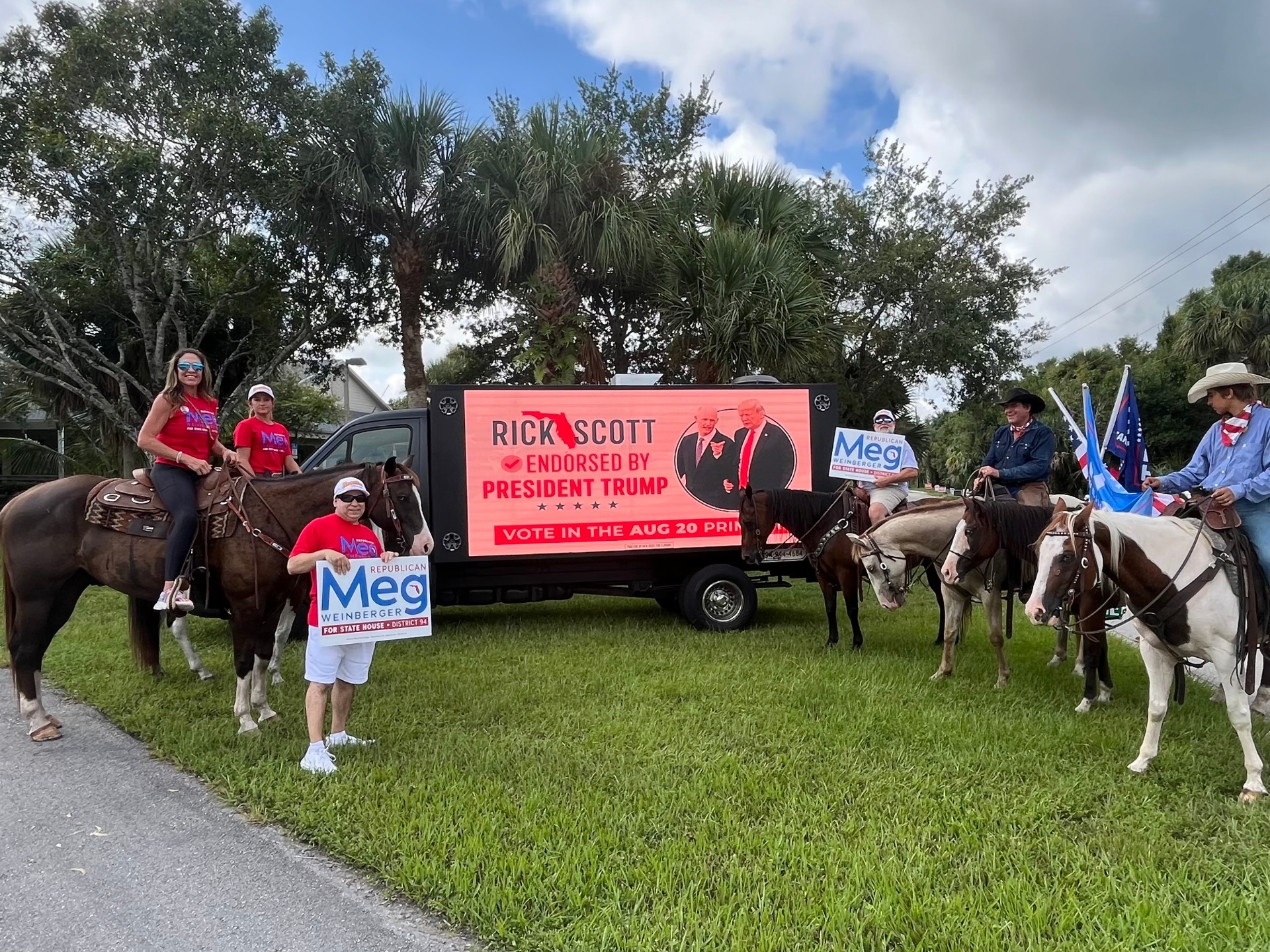 Meg Weinberger for State House — mounted parade escort with mobile LED.