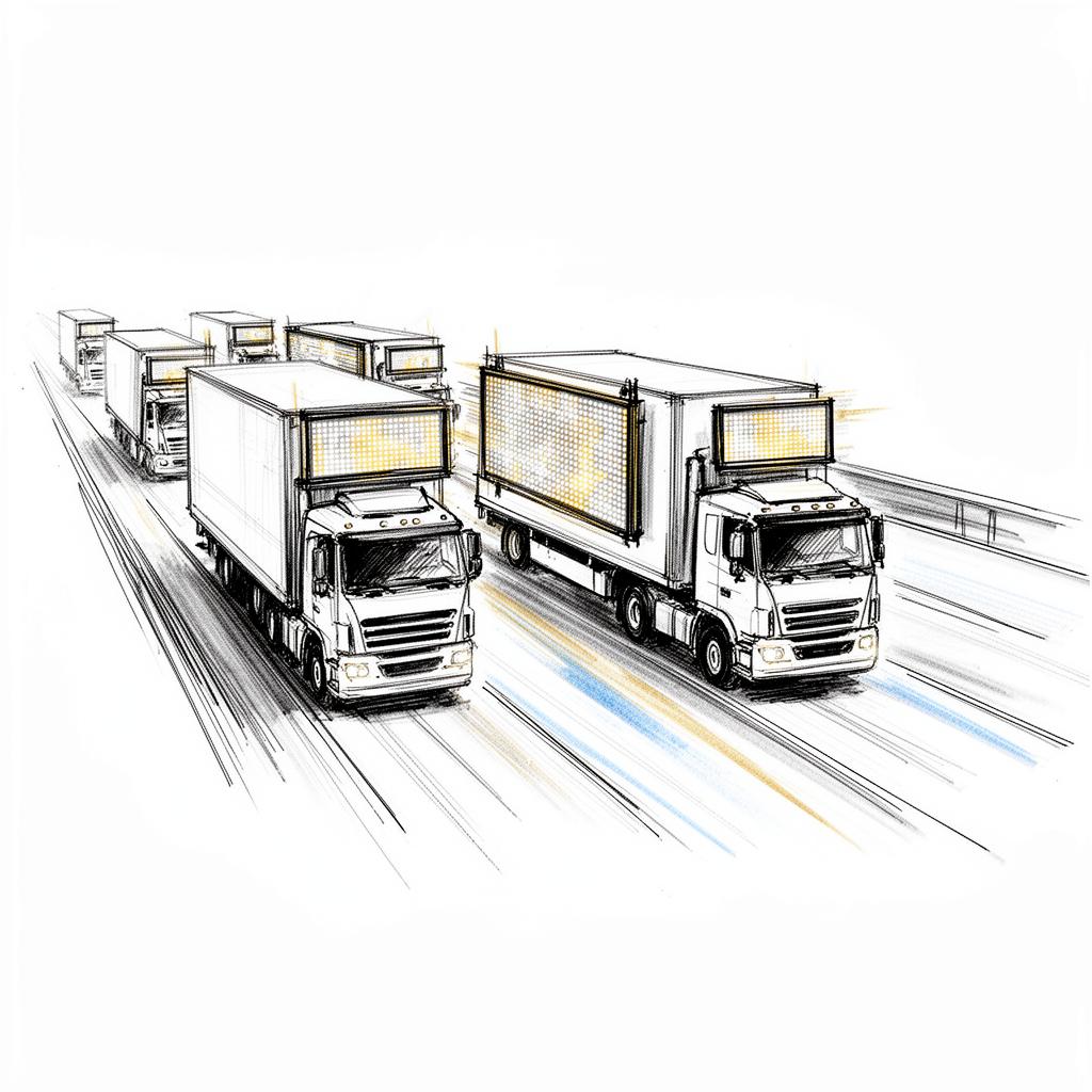Fleet of LED trucks sketch